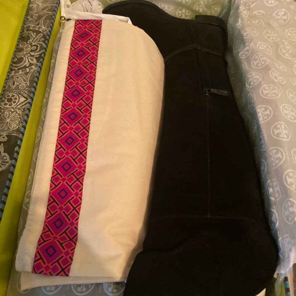 Tory Burch leather over the knee boot black suede NIB 7.5m